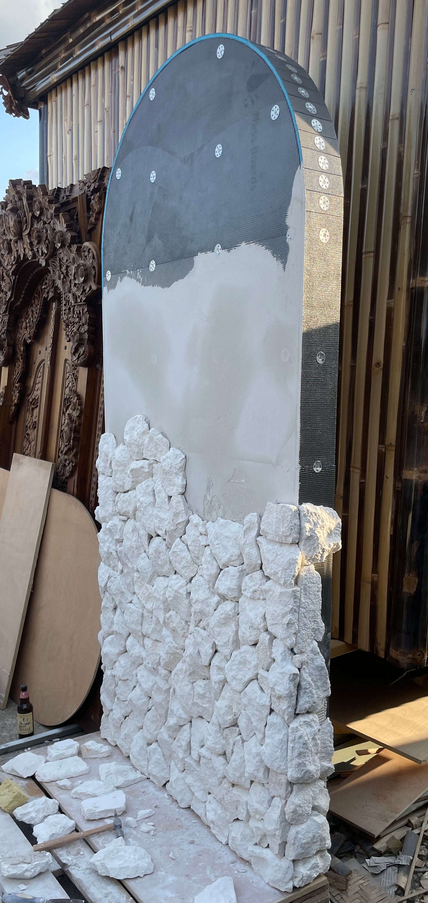 Luxury Limestone Stone Cladding | Made in Bali | Split Face Palimanan Stone Wall Tiles
