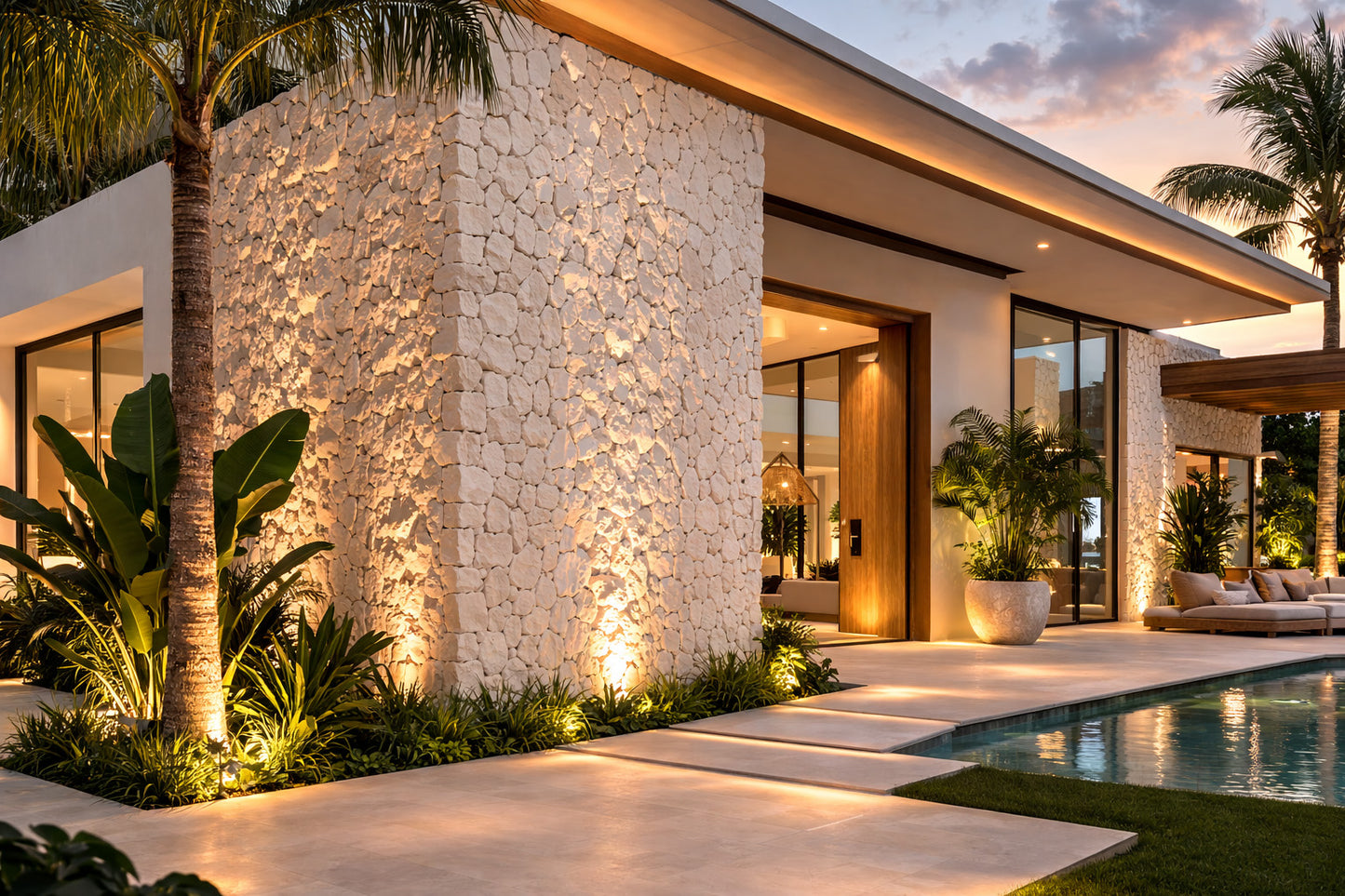 Luxury Limestone Stone Cladding | Made in Bali | Split Face Palimanan Stone Wall Tiles